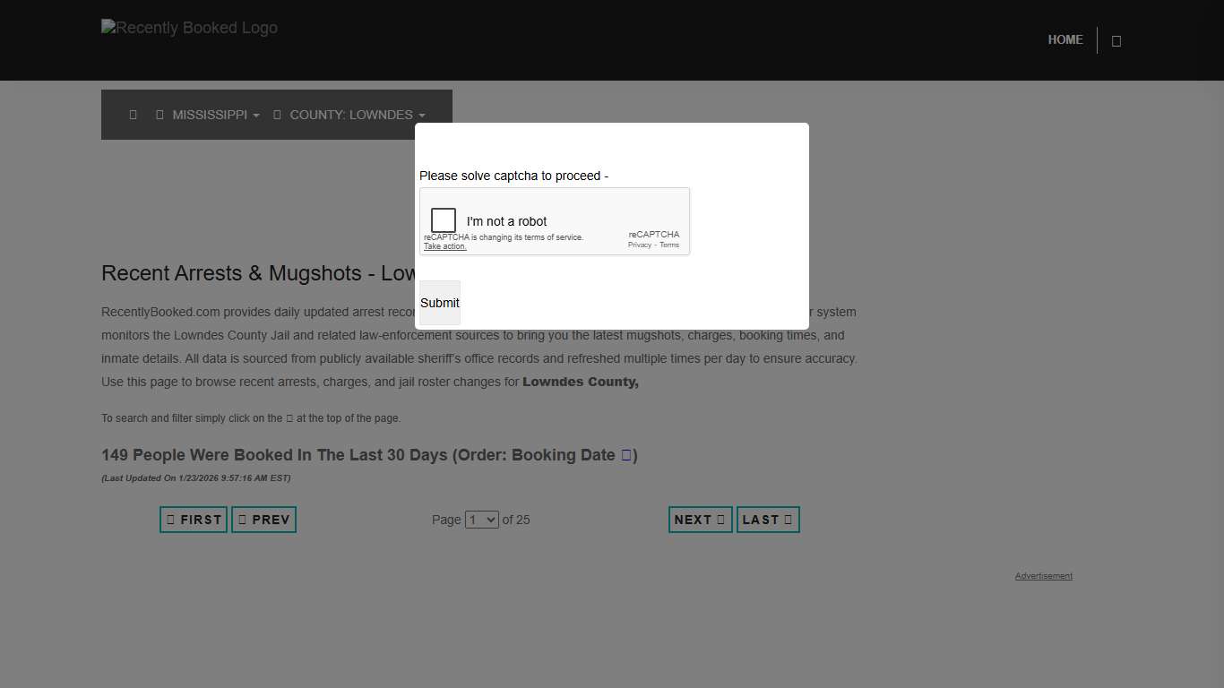 Lowndes County, Mississippi Mugshots RecentlyBooked.com